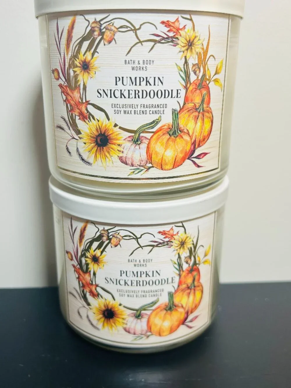(2) Bath & Body Works Pumpkin Snickerdoodle 14.5 oz. 3-Wick Candles NEW